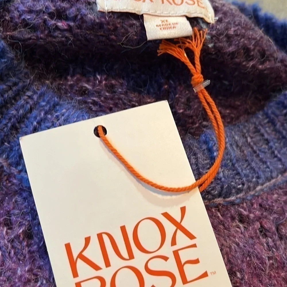 KNOX ROSE women's marled purple/blue ombre wool blend sweater NWT